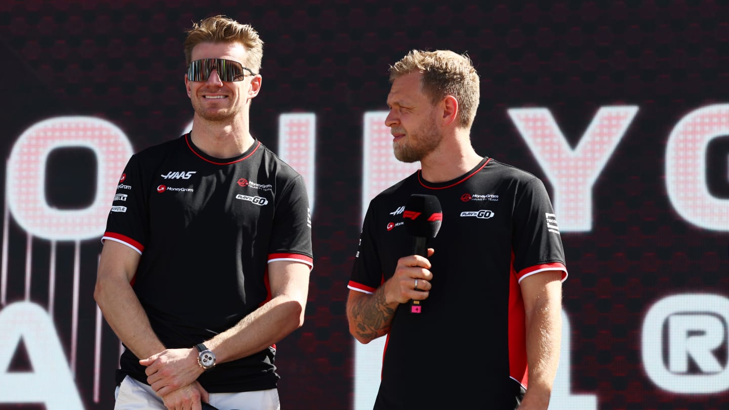 JEDDAH, SAUDI ARABIA - MARCH 08: Nico Hulkenberg of Germany and Haas F1 and Kevin Magnussen of